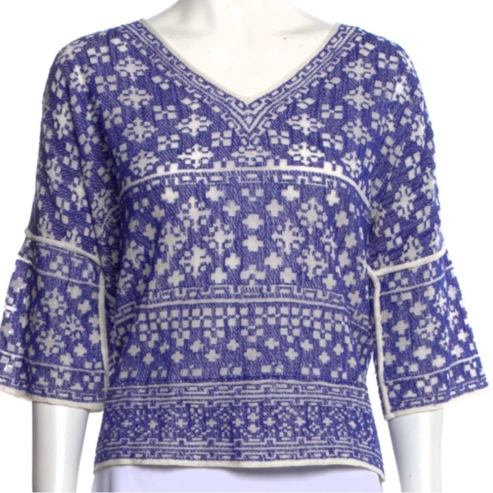 Isabel Marant Indigo and Ivory Patterned Blouse